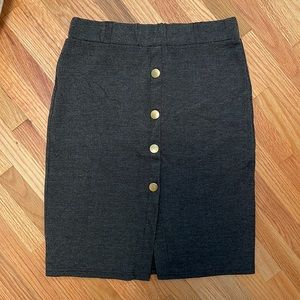Classy Grey Skirt with Button Decor Sz XS
